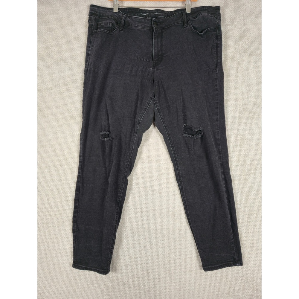 Old Navy Rockstar Super Skinny Jeans Mid Rise Black Distressed Size 20